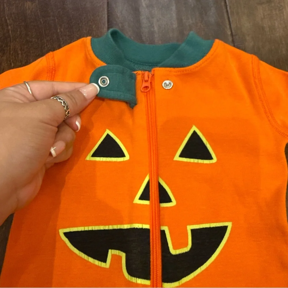 Hanna Andersson Baby Zip Sleeper Jack-O-lantern Halloween Pumpkin size 3-6 Month